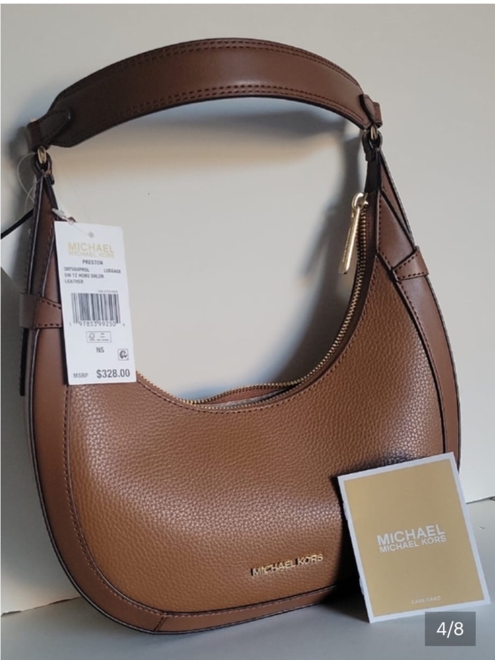 Michael Kors Preston Hobo Shoulder Bag — Caramel Brown with Gold Hardware - Picture 2 of 2